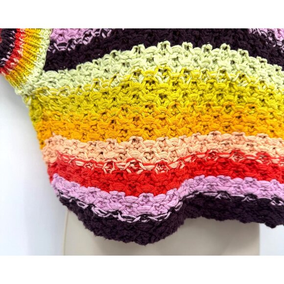 Free People Vest Women’s Size small Rainbow Stripe Summer Daze knit V neck vest - Picture 6 of 13